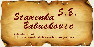 Stamenka Babušković vizit kartica